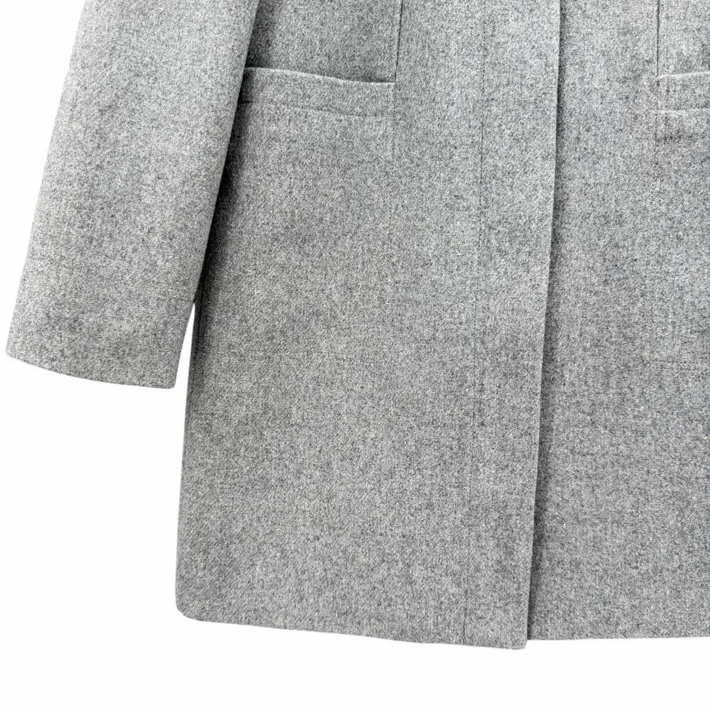 Crewcuts J. Crew NWT Girl's Preppy Gray Wool Blend Faux Fur Collar Peacoat